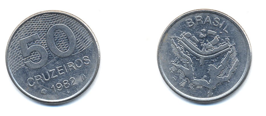 БРАЗИЛИЯ 50 КРУЙЗЕЙРО 1982 KM 594.1 сталь aUNC 51-4824