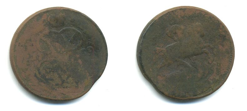 РОССИЯ 1 КОПЕЙКА 1759 медь 61-414