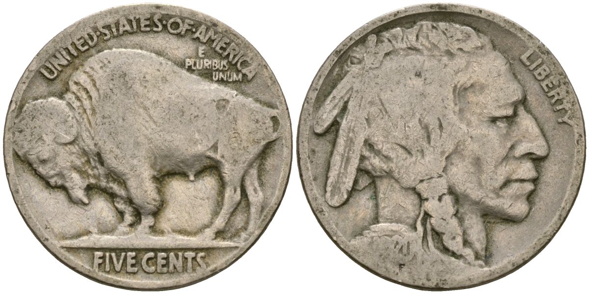 США 5 центов 1920 индеец, бизон KM 134 медно-никель 4135-425