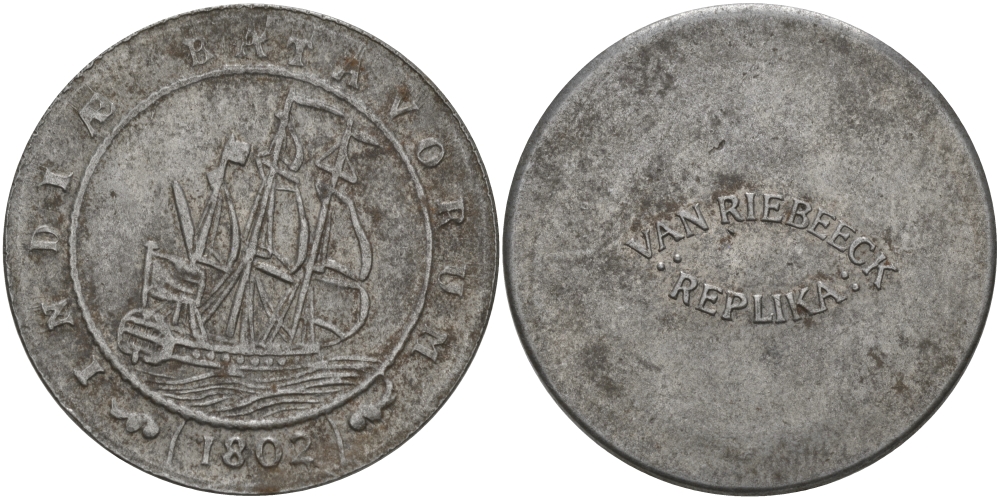 ЕВРОПА ЖЕТОН ND СОВРЕМЕННЫЙ ЖЕТОН С ИЗОБРАЖЕНИЕМ МОНЕТЫ 1802 ГОДА, ПАРУСНИК, БАТАВСКАЯ ИНДИЯ железо 97-735