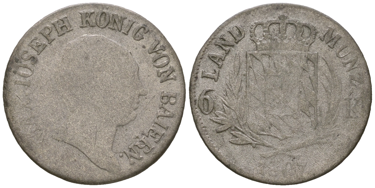 Бавария 6 крейцеров 1807 Максимилиан I Иосиф (1806-1825) KM 346 серебро 4679-957