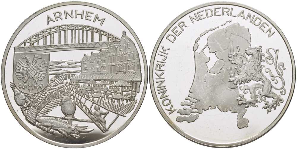 НИДЕРЛАНДЫ МЕДАЛЬ ND СЕРИЯ ГОРОДА НИДЕРЛАНДОВ, АРНХЕМ, ДИАМЕТР 38 ММ., ВЕС 24,9 ГР. серебро PROOF 1076-8-43