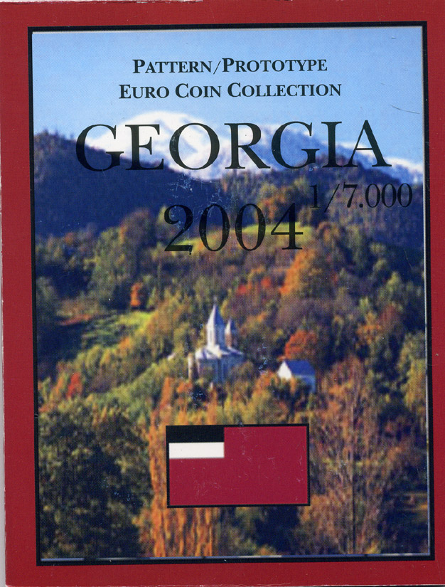 Грузия набор из 8 монет 2004 европробники, в оригинальном картонном буклете, тираж 7000 экз.   00-00