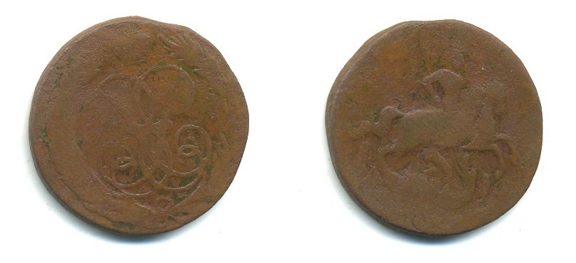 РОССИЯ 1 КОПЕЙКА 1758 медь 61-233