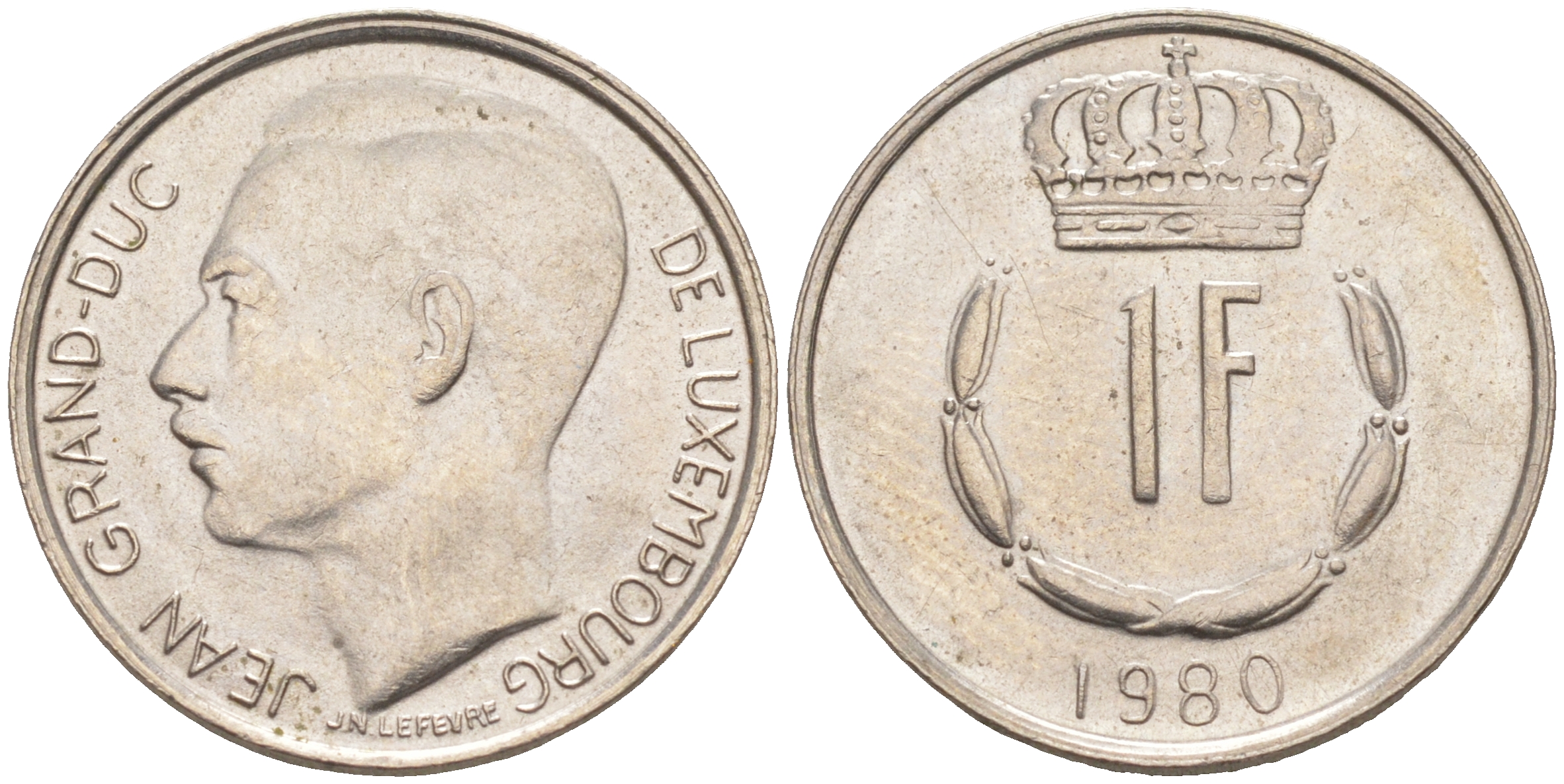 ЛЮКСЕМБУРГ 1 ФРАНК 1980 KM 55 медно-никель 63-644