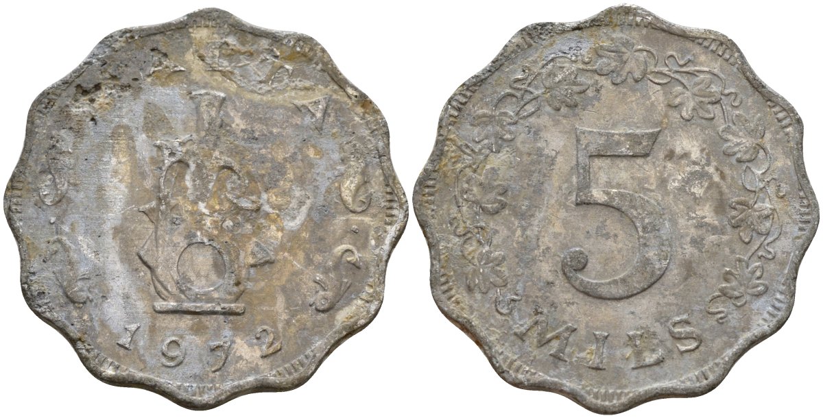 Мальта 5 милей 1972 KM 7 алюминий 4156-225