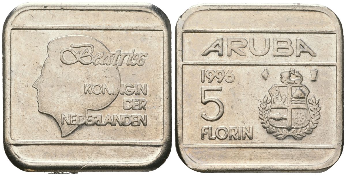 Аруба 5 флоринов 1996 Беатрикс (1980-2013) KM 12 стал плакированная никелем 4619-435