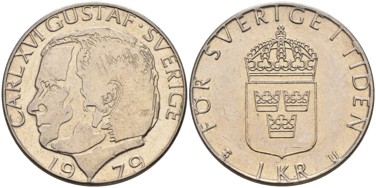 Швеция 1 крона 1979 Карл XVI Густав (1973- ) KM 852 медь плакированная медно-никелем 4582-451