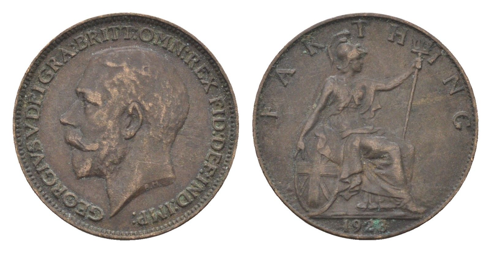 Великобритания 1 фартинг 1923 Георг V (1910-1936) KM 808.2, Spink 4060 бронза 4664-256