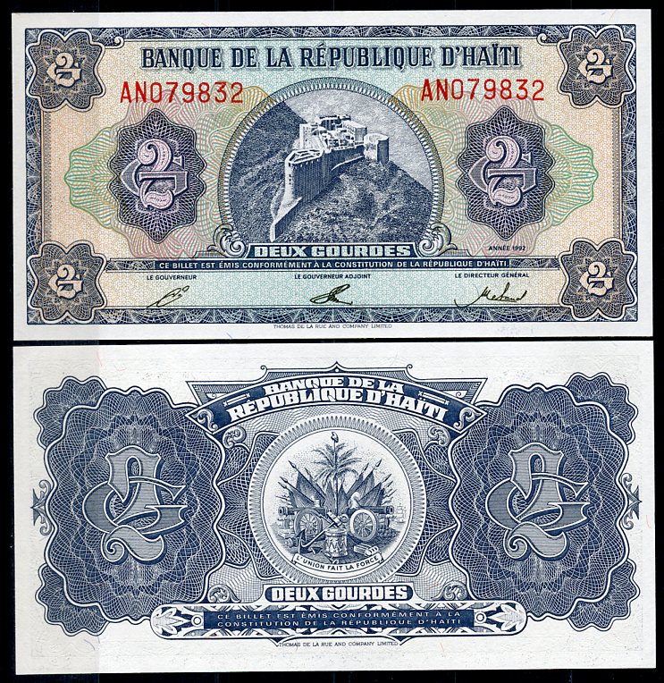 Гаити 2 гурда 1992 крепость на горе Pick 260 a  бумага  UNC (пресс) 447-82-3
