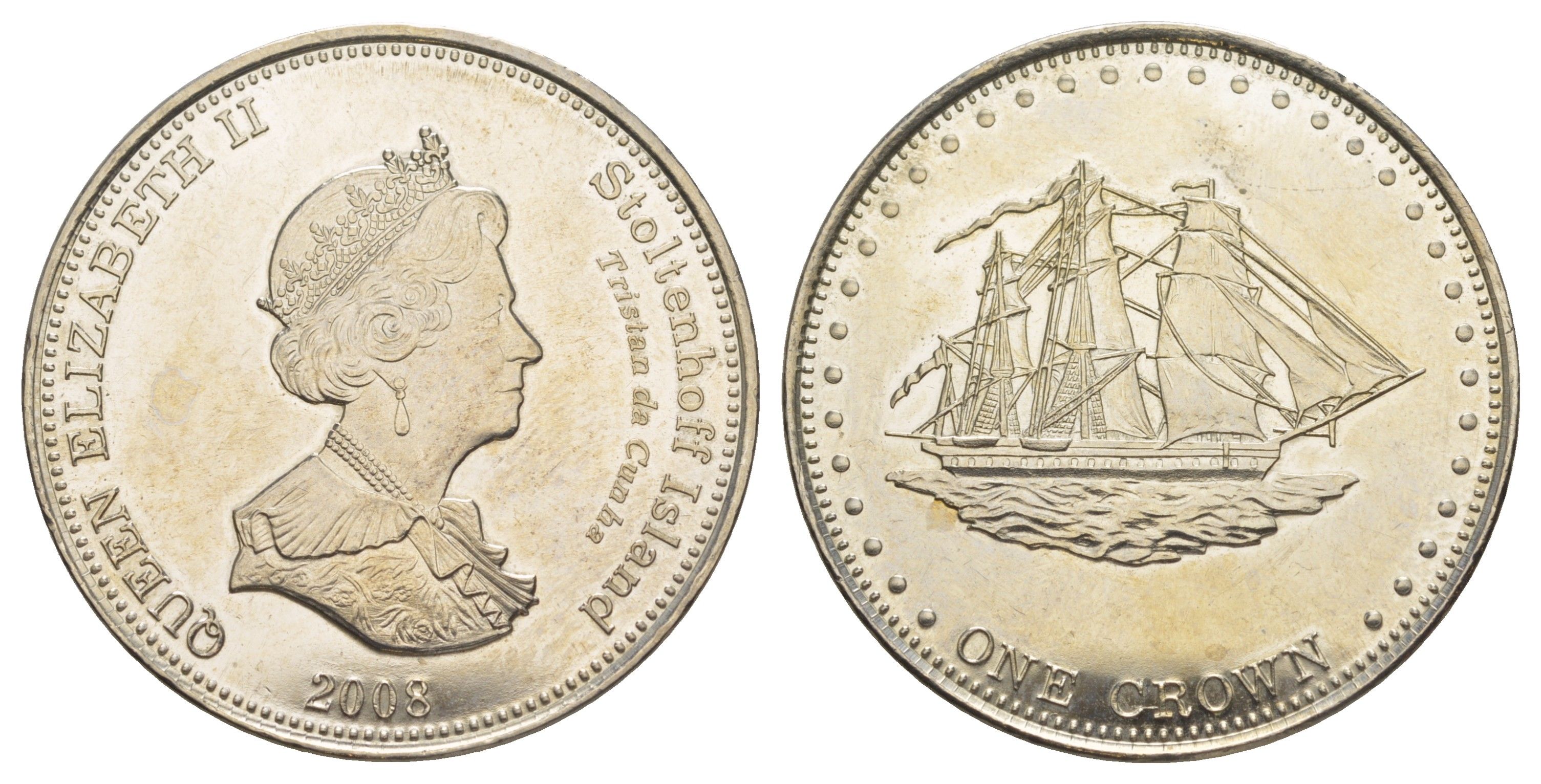 Остров Столтнофф (Соловьевы островова) 1 крона 2008 KM 8 медно-никель BU 1521-525