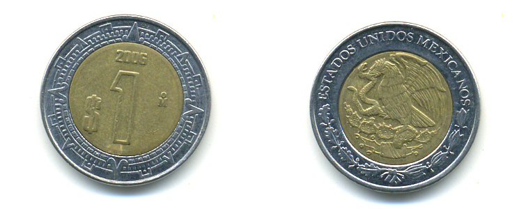 Мексика 1 песо 2006 KM 603 биметалл 3999-943
