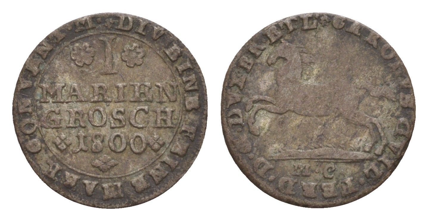 Брауншвейг-Вольфенбюттель 1 мариенгрош 1800 MC, Карл Вильгельм Фердинанд KM 1031 серебро 413-2342