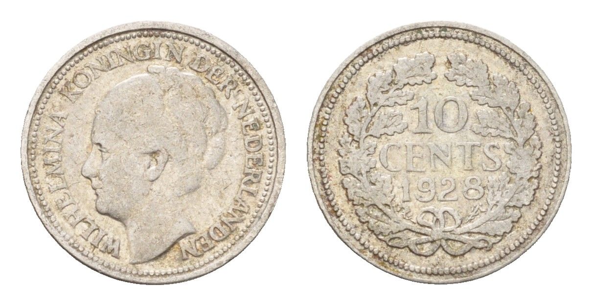 Нидерланды 10 центов 1928 Вильгельмина (1890-1948) KM 163 серебро 4674-1224