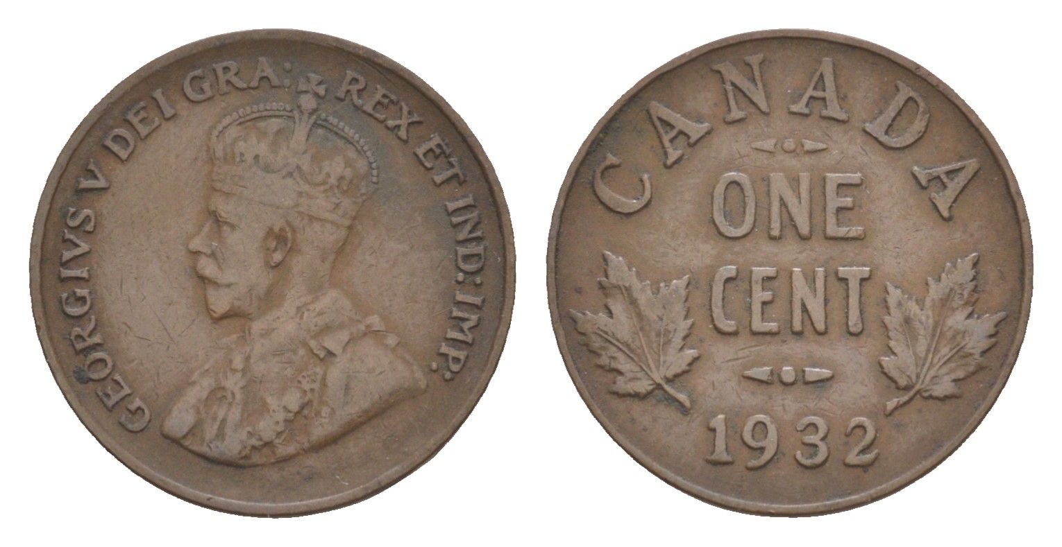 Канада 1 цент 1932 Георг V (1910-1936) KM 28 бронза 4636-547