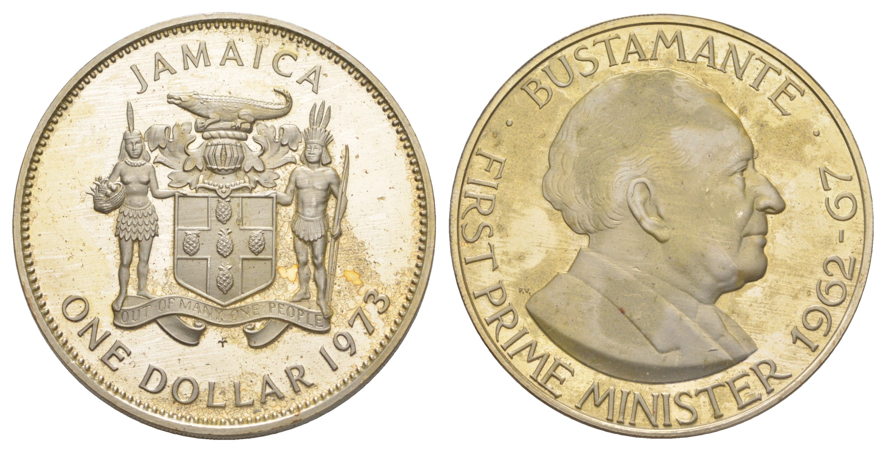 Ямайка 1 доллар 1973 KM 57 медно-никель PROOF 1079-2-64