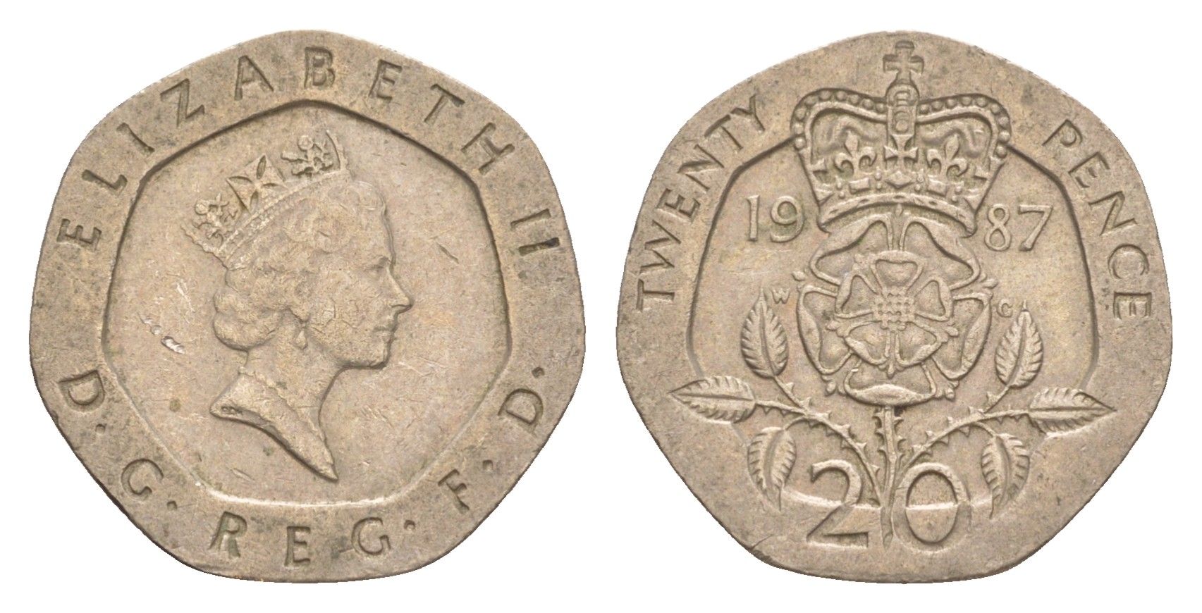 Великобритания 20 пенсов 1987 Елизавета II (1952-2022) KM 939, Spink 4361 (G2) медно-никель 4639-848