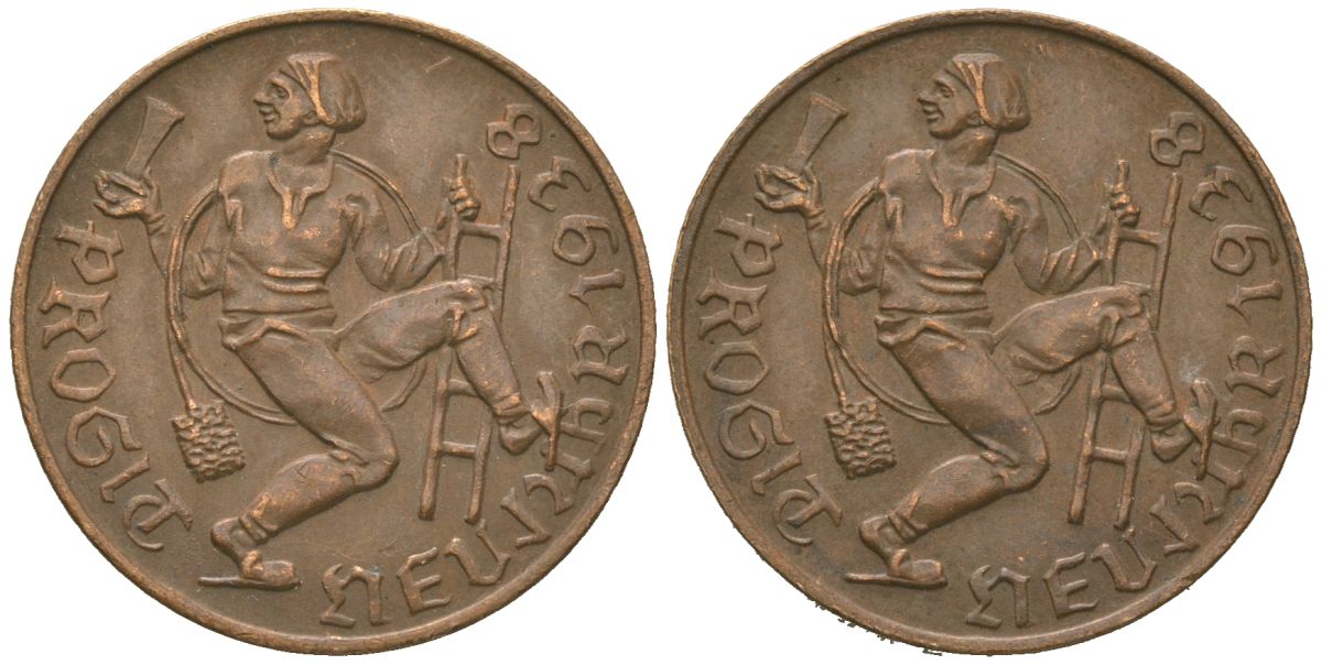 Австрия новогодний счастливый жетон 1938 медь 26-345