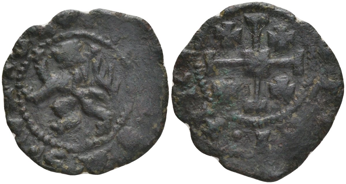 Государство крестоносцев. Кипрское Королевство сиксан 1460-1473 Яков II (1460-1473) Metcalf pl. 29.7 бронза 1525-221