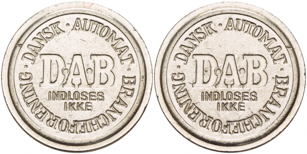 ДАНИЯ ЖЕТОН ИГРОВОЙ ND DANSK AUTOMAT, BRANCHEFORENING, D.A.B. белый металл 4544-954