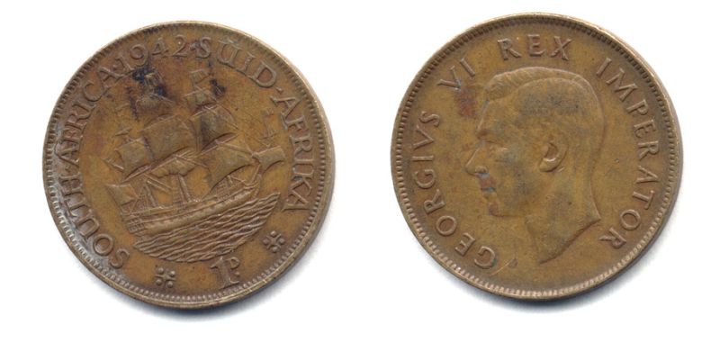 ЮЖНАЯ АФРИКА 1 ПЕННИ 1942 25-721