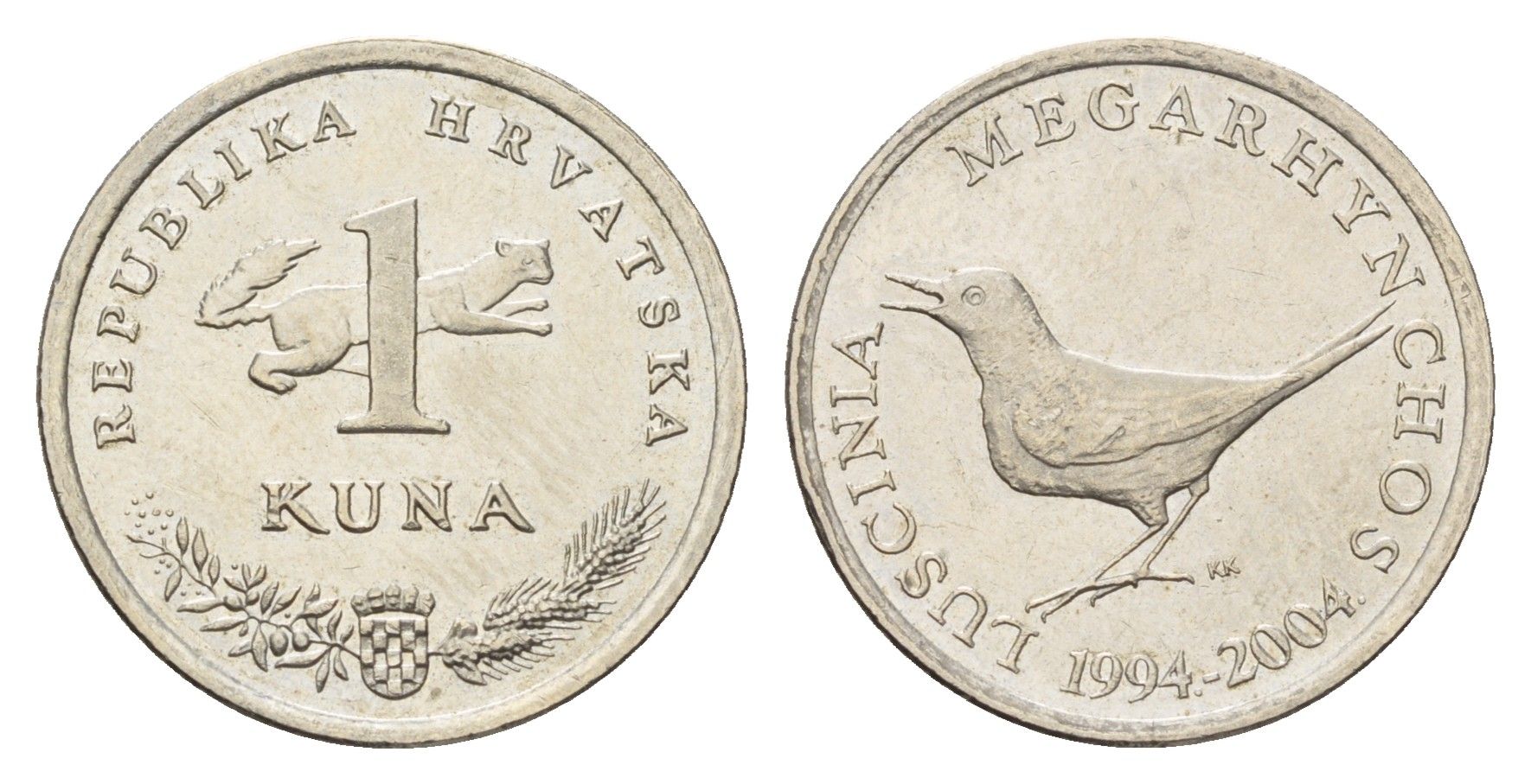 Хорватия 1 куна 2004 10 лет национальной валюте KM 79 медь цинк никель 3459-934