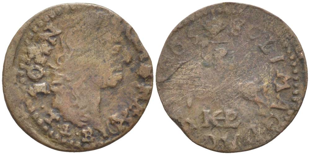 Великое княжество Литовское 1 солид 1665 TLB/HKPL, Ян II Казимир (1648-1668), боратынка, вес 1,17 гр. KM 50 медь 201-218
