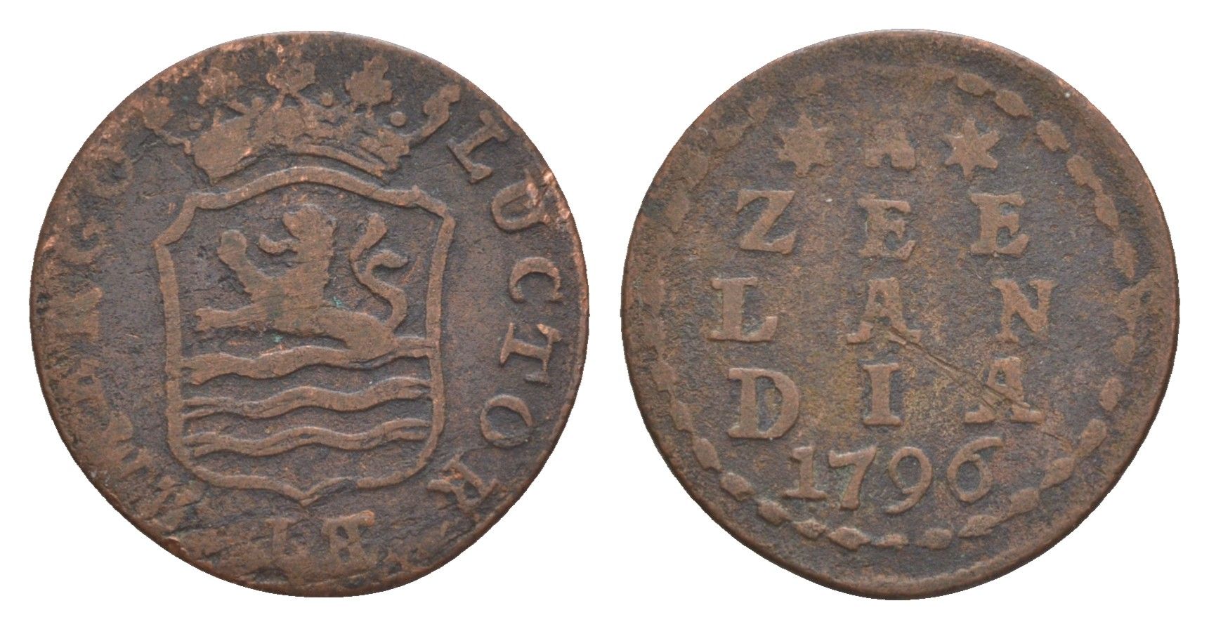 Нидерланды, Голландия, Зеландия 1 дуит 1796 KM 105 медь 1522-1222