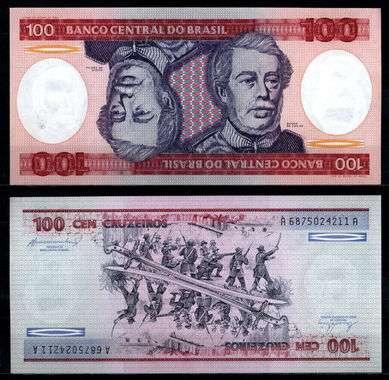 Бразилия 100 крузейро ND (1981-1984) Pick 198 b бумага UNC (пресс) 7191-33-3-2