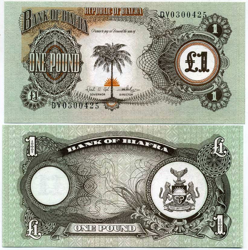 Биафра 1 фунт ND (1969) пальма Pick 5a бумага UNC (пресс) 448-5-1