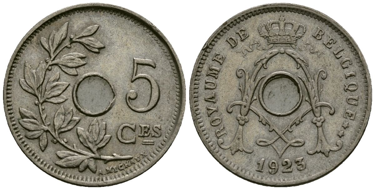Бельгия 5 сантимов 1923 Belgique KM 66 медно-никель 4173-521