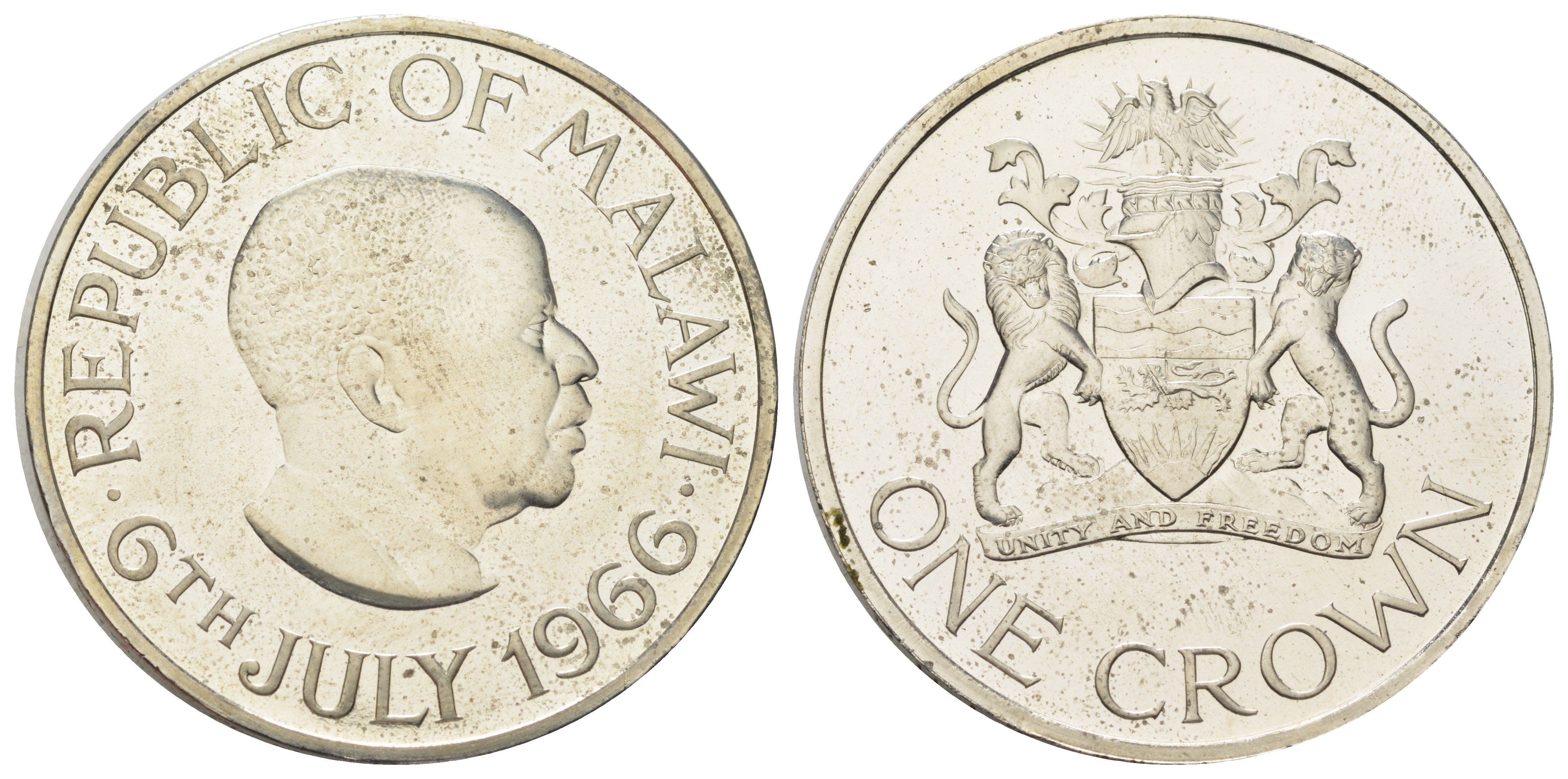 Малави 1 крона 1966 День Республики - 6 июля 1966, в оригинальной упаковке KM 5 никель латунь PROOF 8-2-05-13
