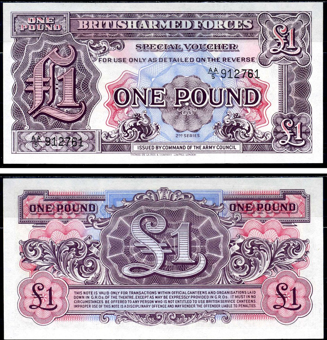 Англия 1 фунт 1948 Британские вооруженные силы Pick M 22 бумага UNC (пресс) 450-66-2