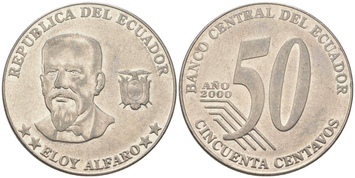 Эквадор 50 сентаво 2000 KM 108 нержавеющая сталь 4403-445