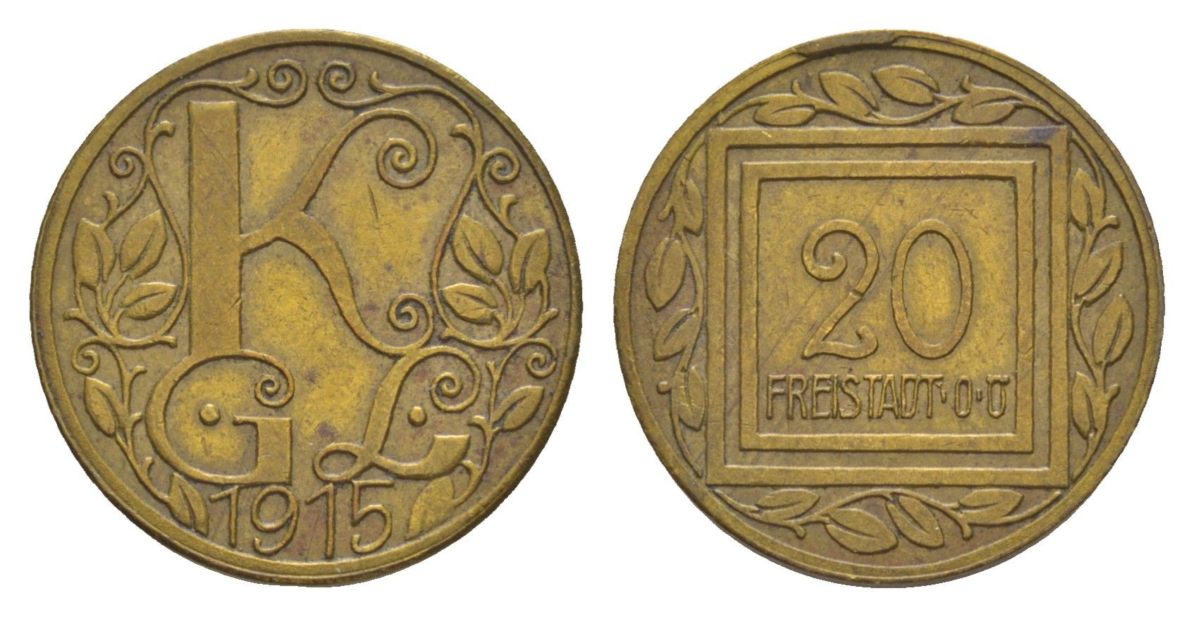 Мархтренк 20 геллеров 1915 лагерь военнопленных Men05 8238.6 сталь плакированный латунью 4582-855