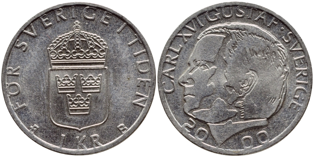 Швеция 1 крона 2000 Карл XVI Густав (1973- ) KM 852а медно-никель 4364-3557