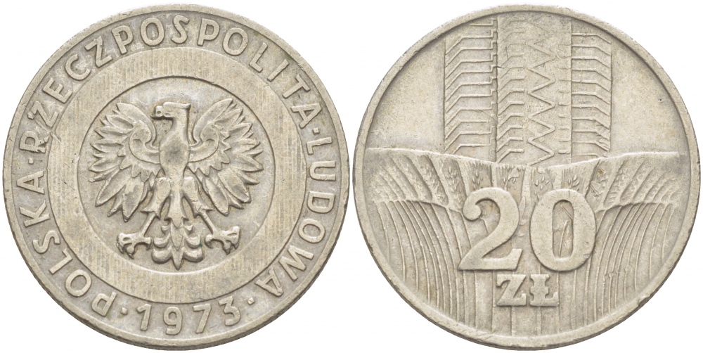 Польша 20 злотых 1973 монетный двор Кремница KM 67, Parchimowicz 245a медно-никель 4403-512