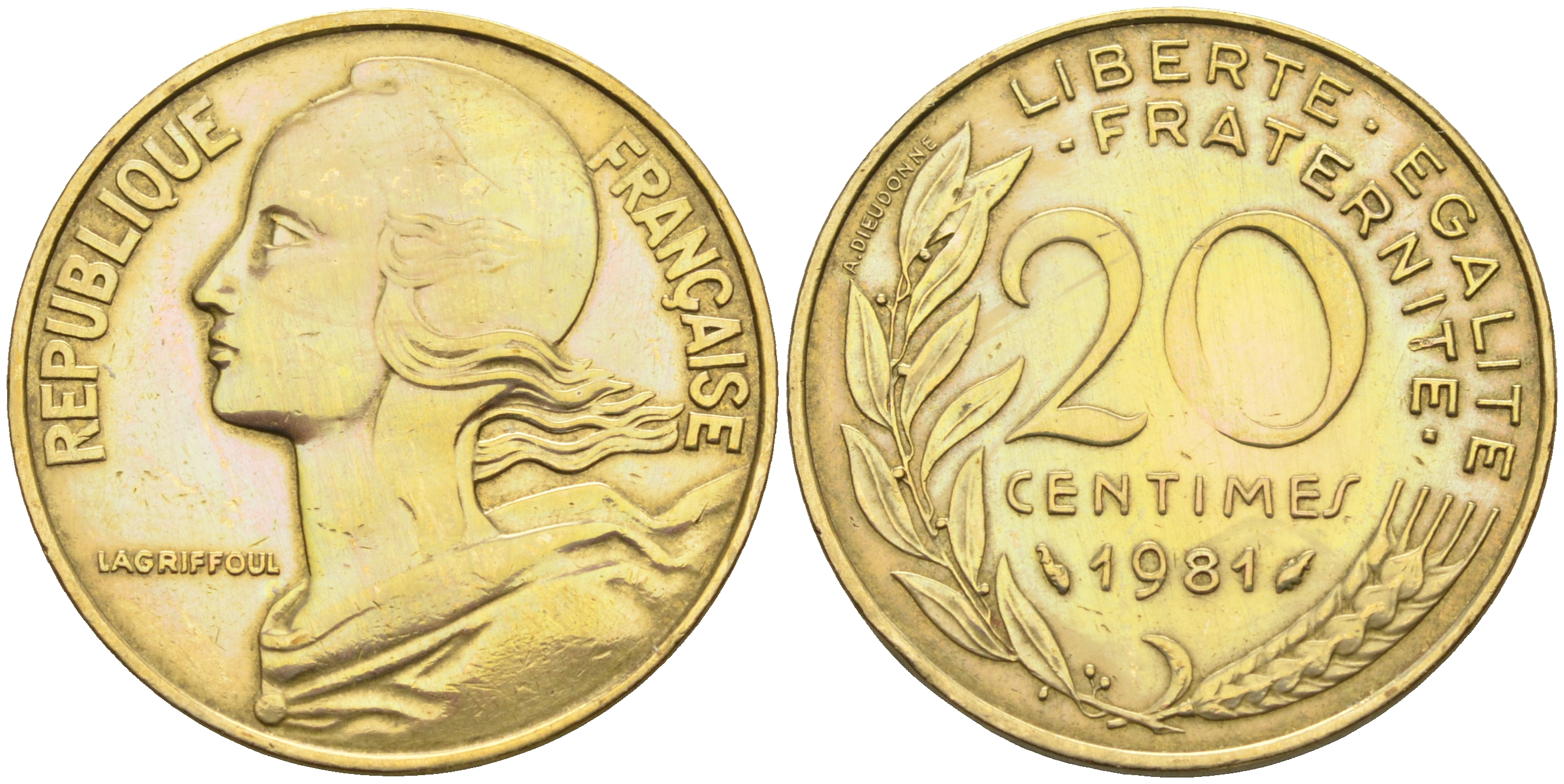 Франция 20 сантимов 1981 тип Marianne KM 930 медь алюминий никель    4177-123