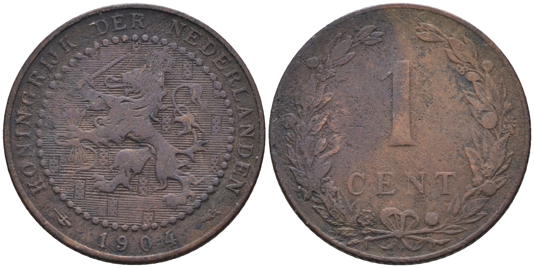 Нидерланды 1 цент 1904 Вильгельмина (1890-1948) KM 132.1 бронза    4169-229