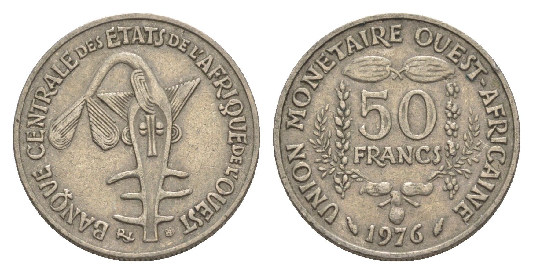 Западная Африка (BCEAO) 50 франков 1976 Центральный банк государств Западной Африки KM 6 медно-никель 4643-754