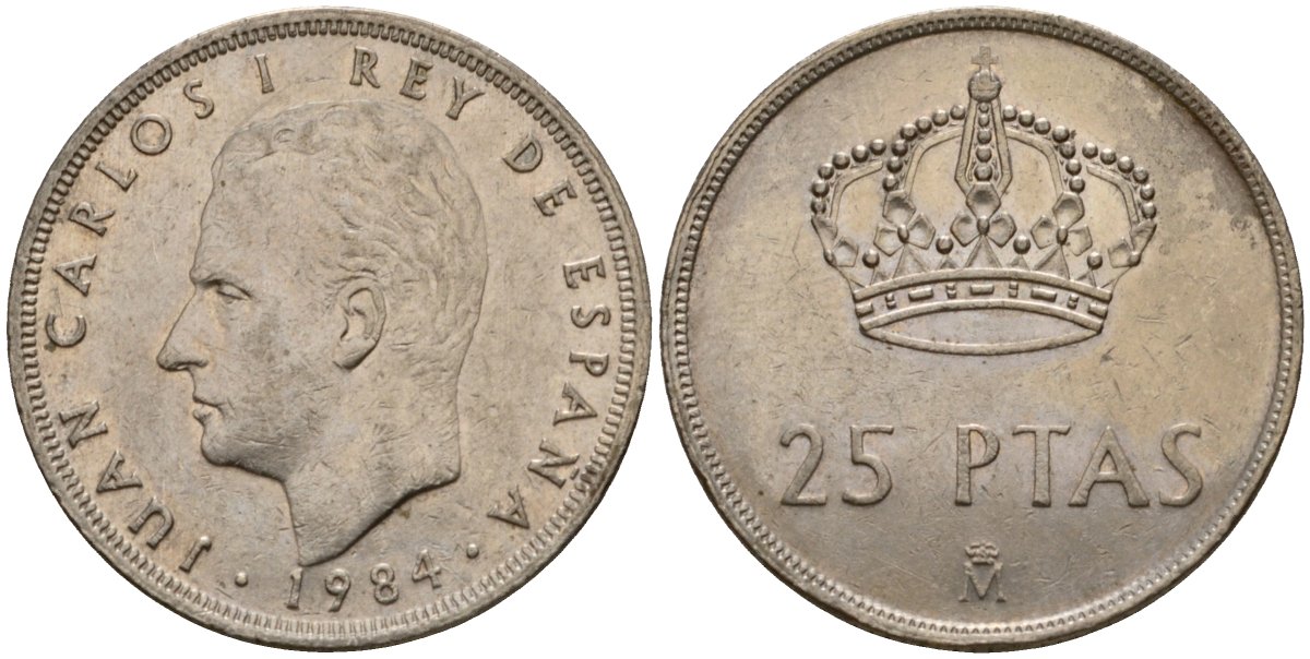 Испания 25 песет 1984 Хуан Карлос I (1975-2014) KM 824 медно-никель 183-144