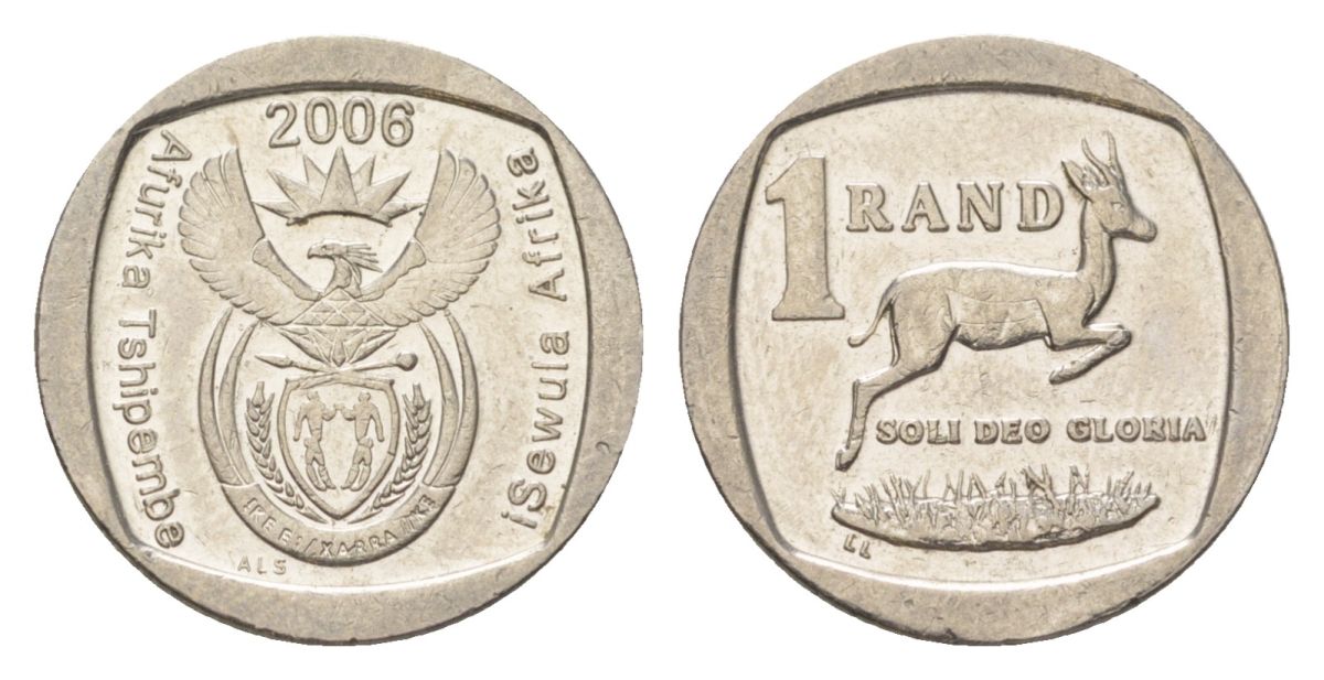 ЮАР 1 ранд 2006 KM 490 медь плакированная никелем aUNC 4627-442