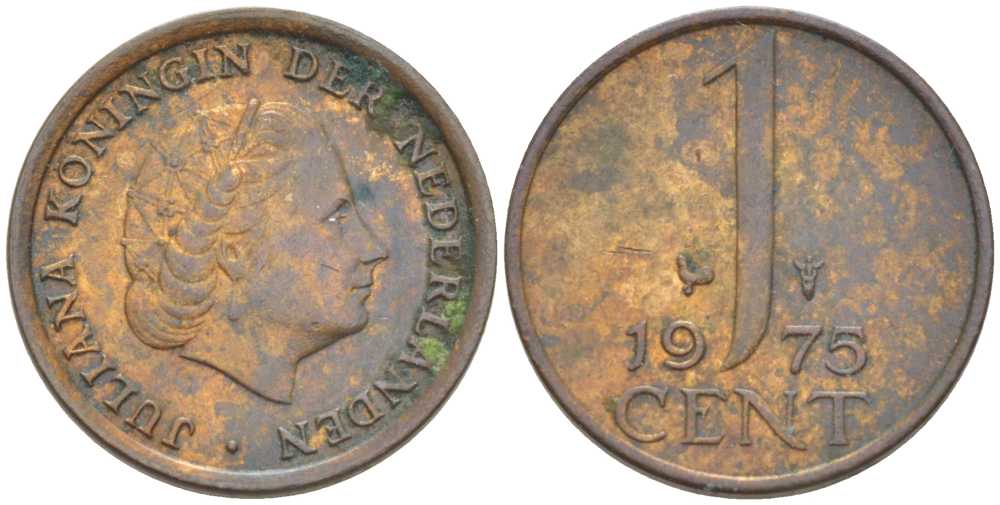 НИДЕРЛАНДЫ 1 ЦЕНТ 1975 ЮЛИАНА (1948-1980) KM 180 бронза 214-1049