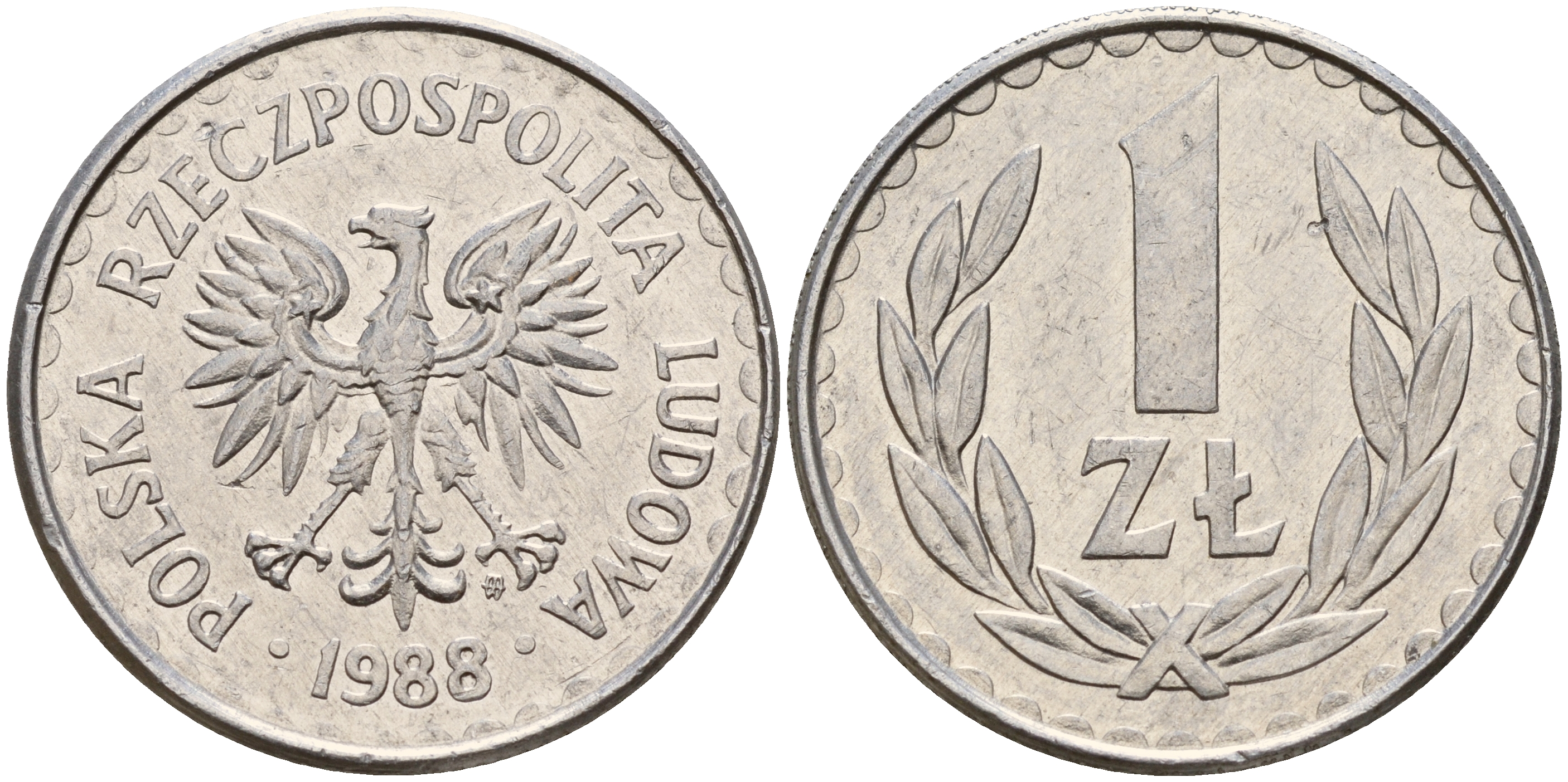 Польша 1 злотый 1988 MW KM 49.2 алюминий    4161-1036