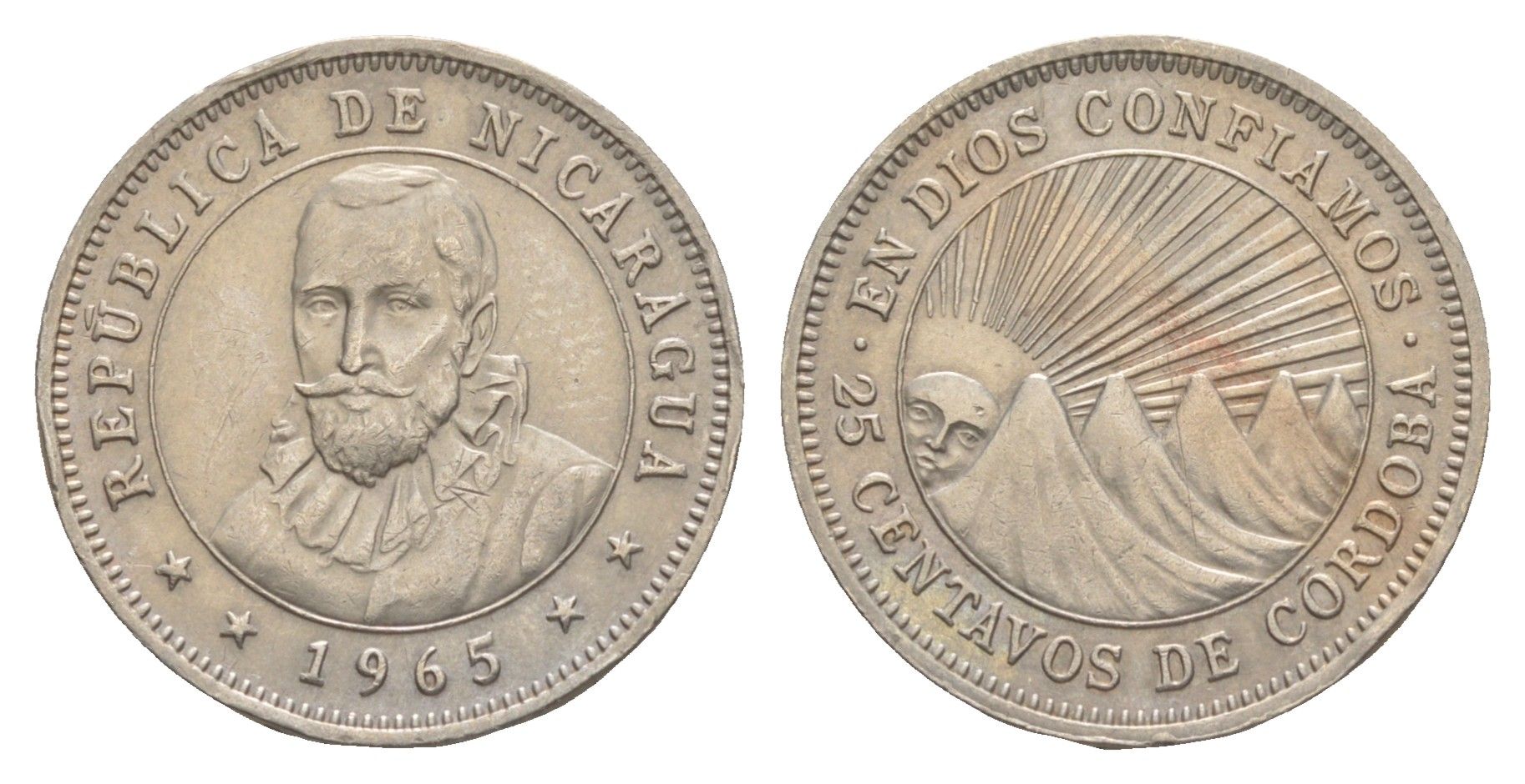 Никарагуа 25 сентаво 1965 KM 18.2 медно-никель 4641-254