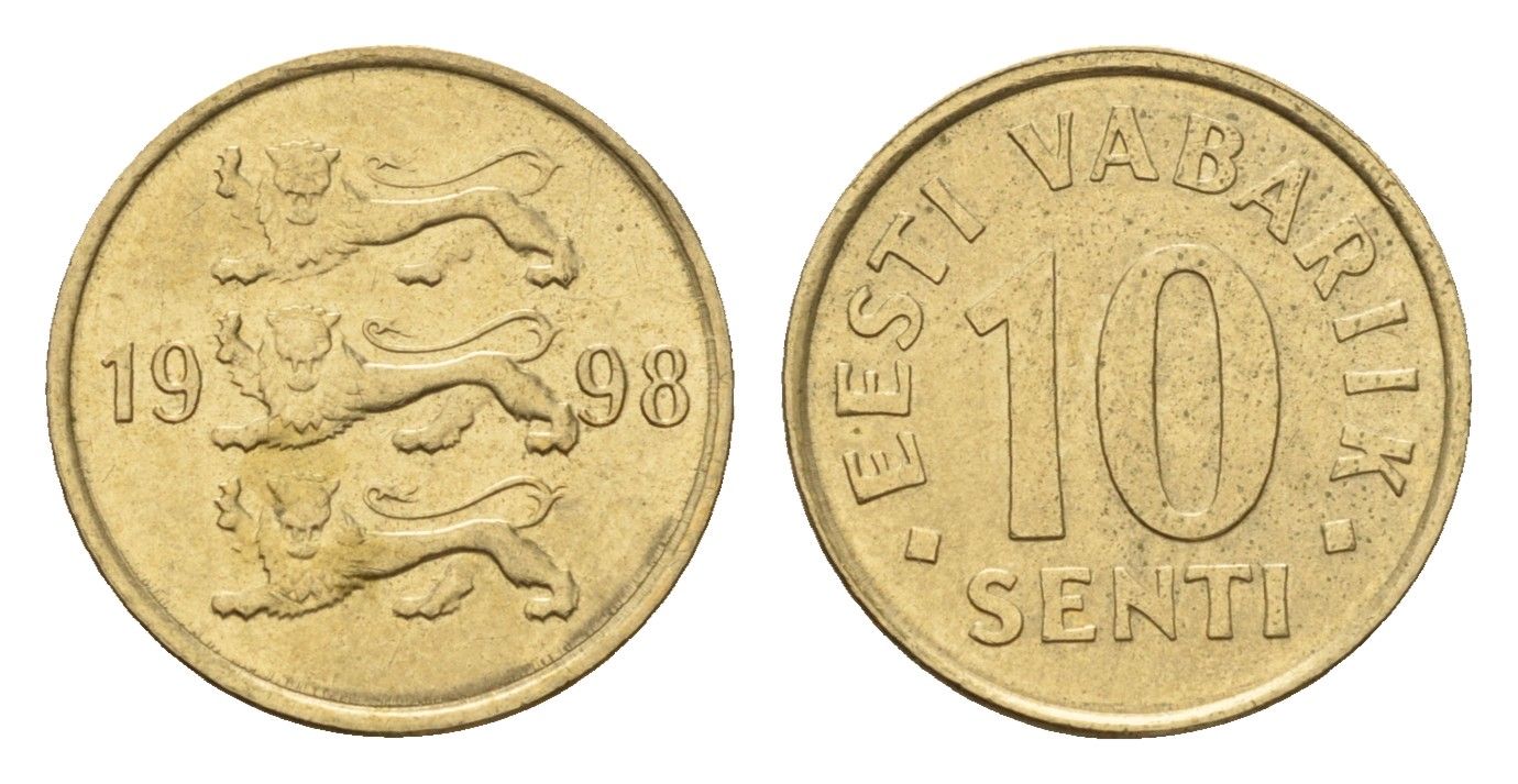 Эстония 10 сентов 1998 KM 22 латунь 4615-1012