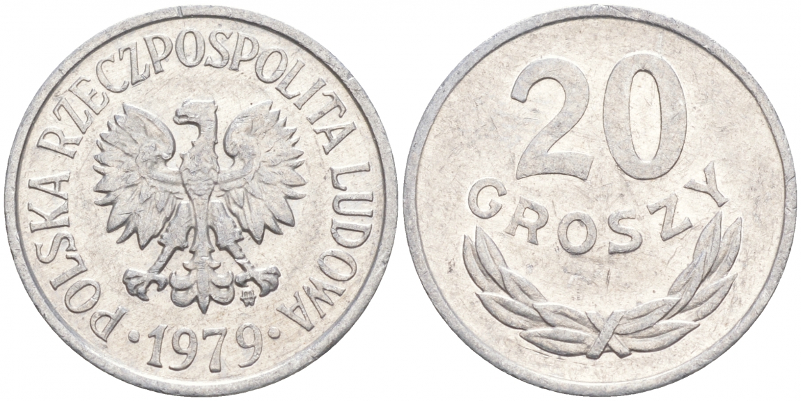ПОЛЬША 20 ГРОШЕЙ 1979 MW KM А47 алюминий 4516-543