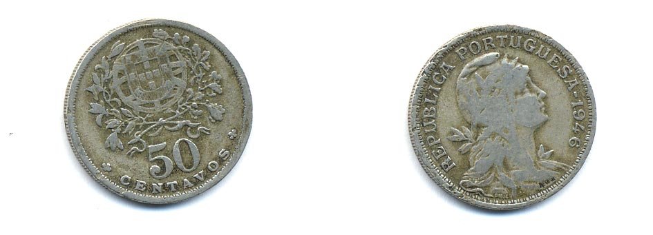 Португалия 50 сентаво 1946 KM 577 медно-никель 4379-1047