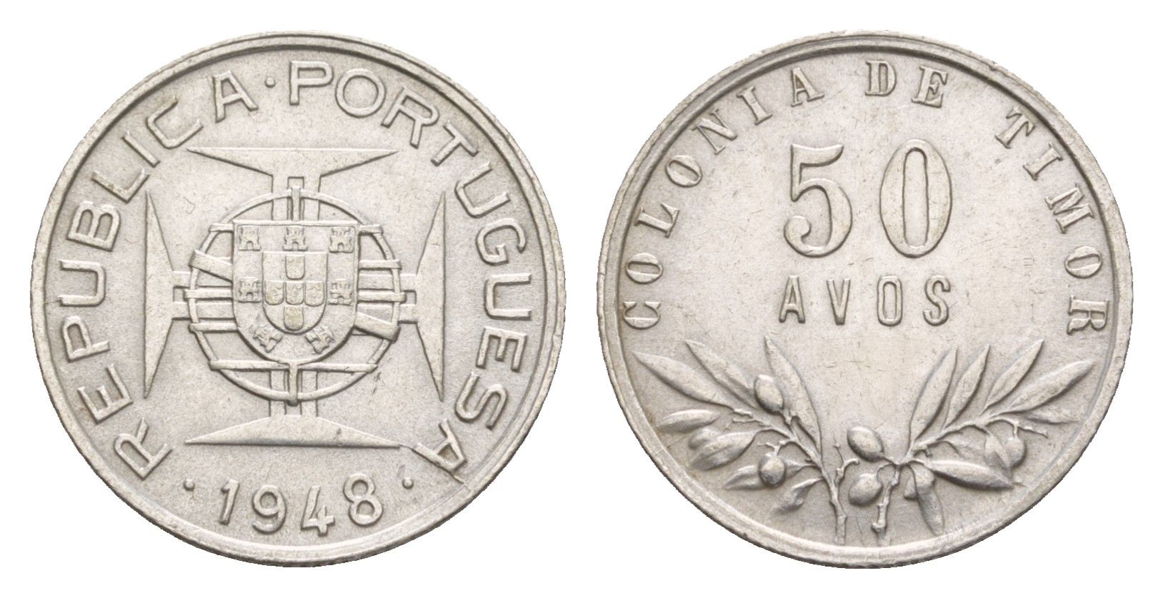 Португальский Тимор 50 аво 1948 KM 7 серебро 413-1532