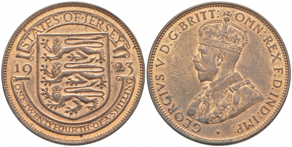 Джерси 1/24 шиллинга 1923 Георг V (1910-1936) KM 13 бронза UNC 3996-654